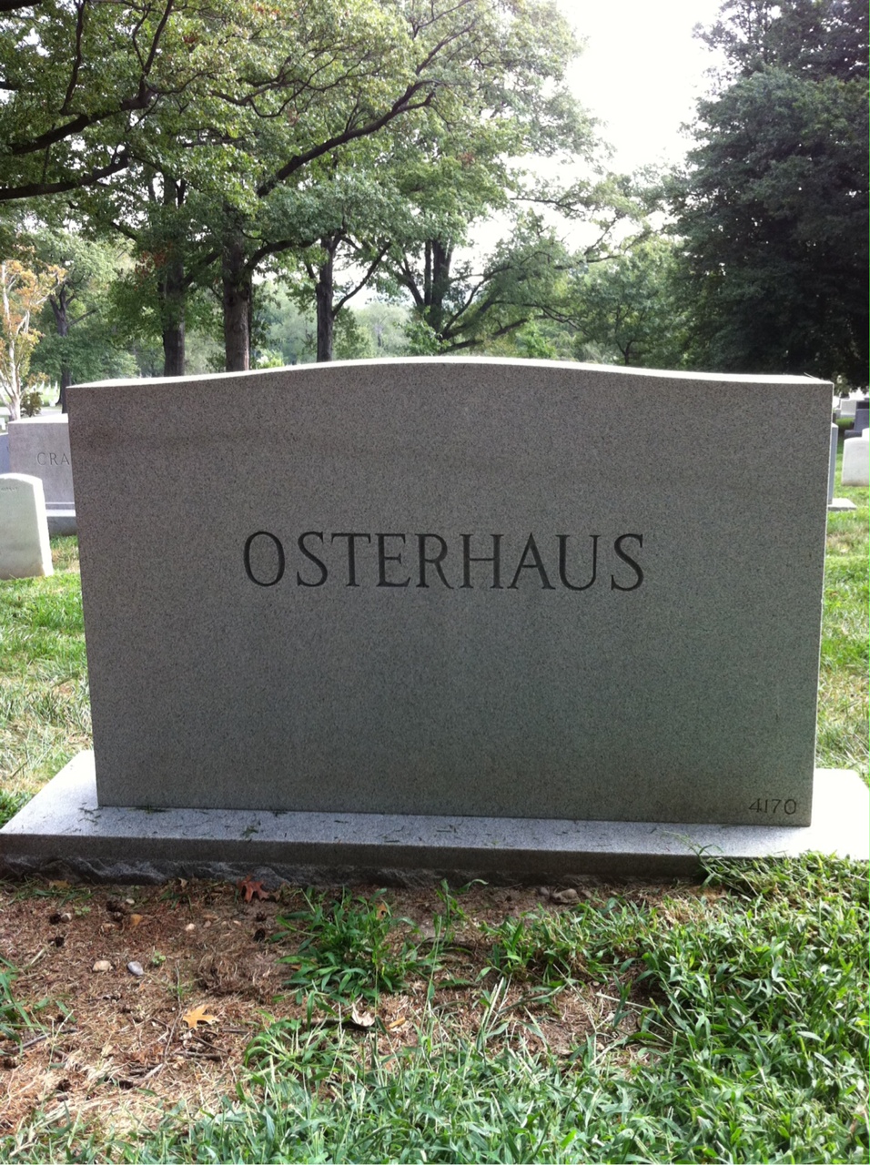 Back of headstone — Hugo W Osterhaus