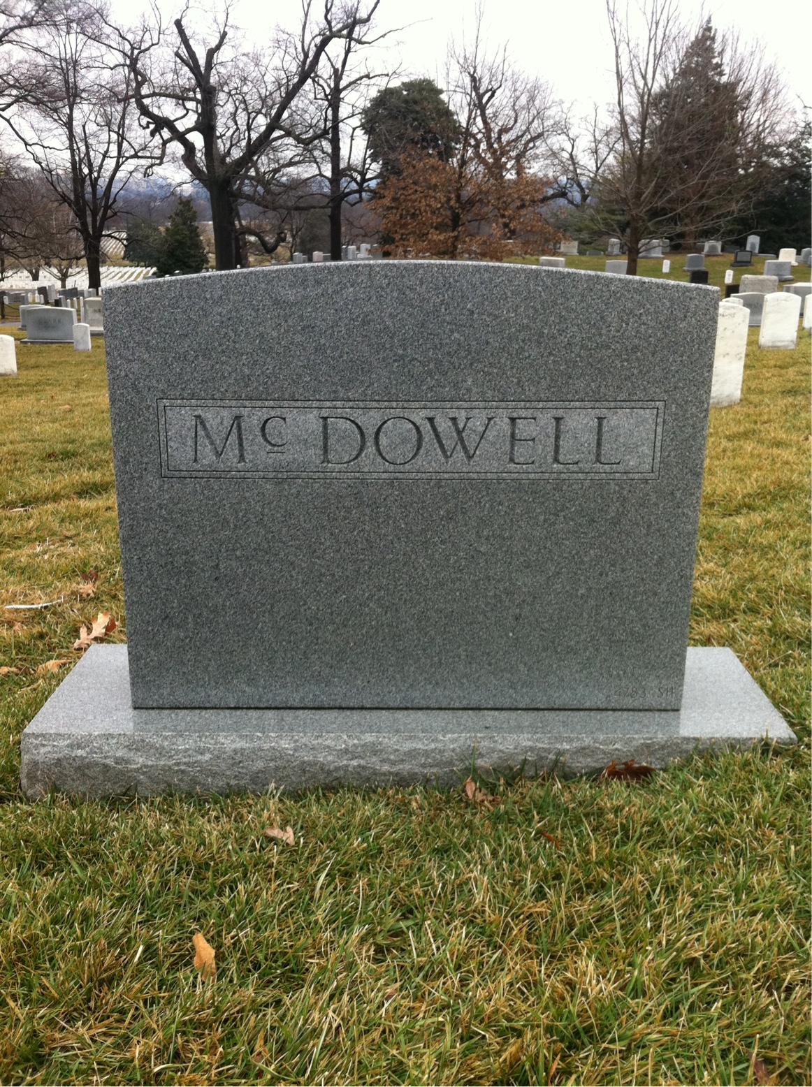Back of headstone — Joseph Mcdowell