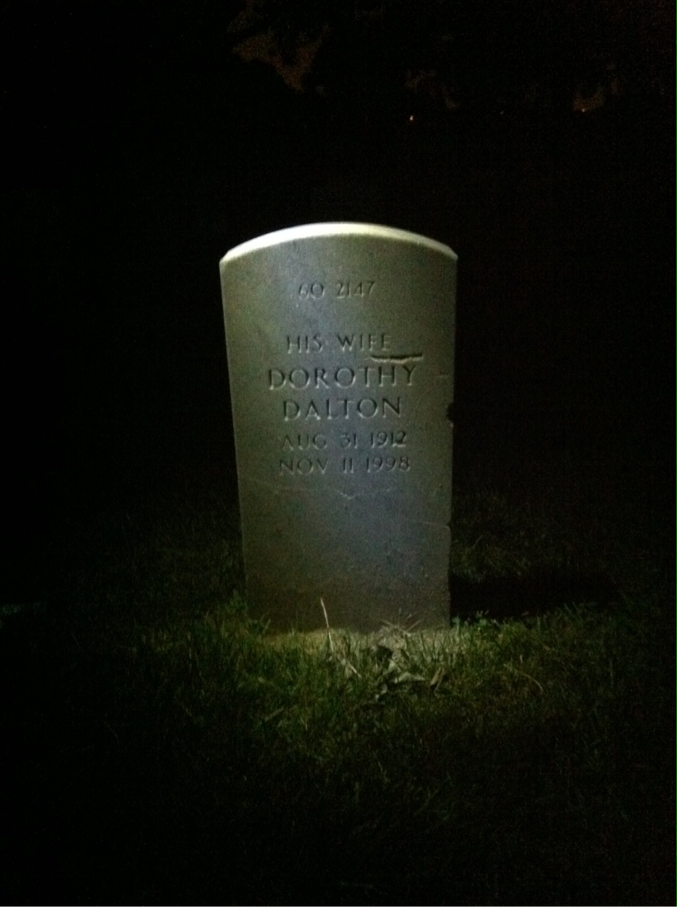 Back of headstone — Dorothy Muller