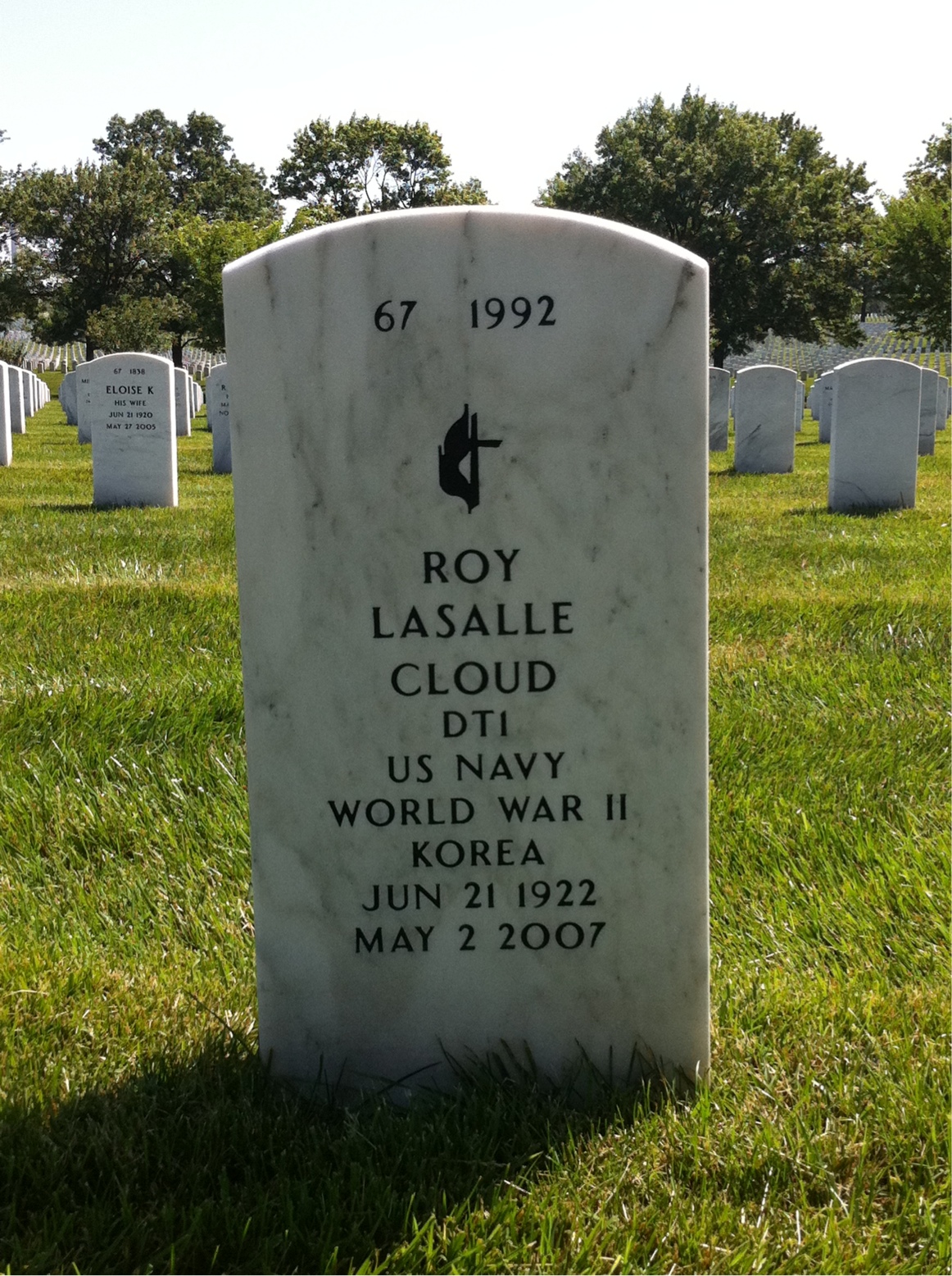 Back of headstone — Richard Cloud