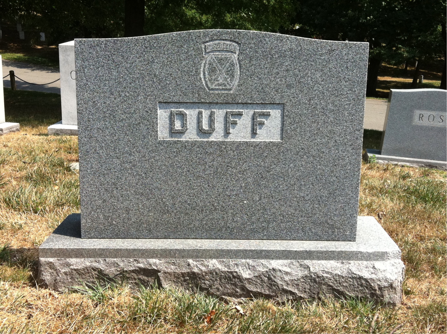Back of headstone — Robinson Earl Duff