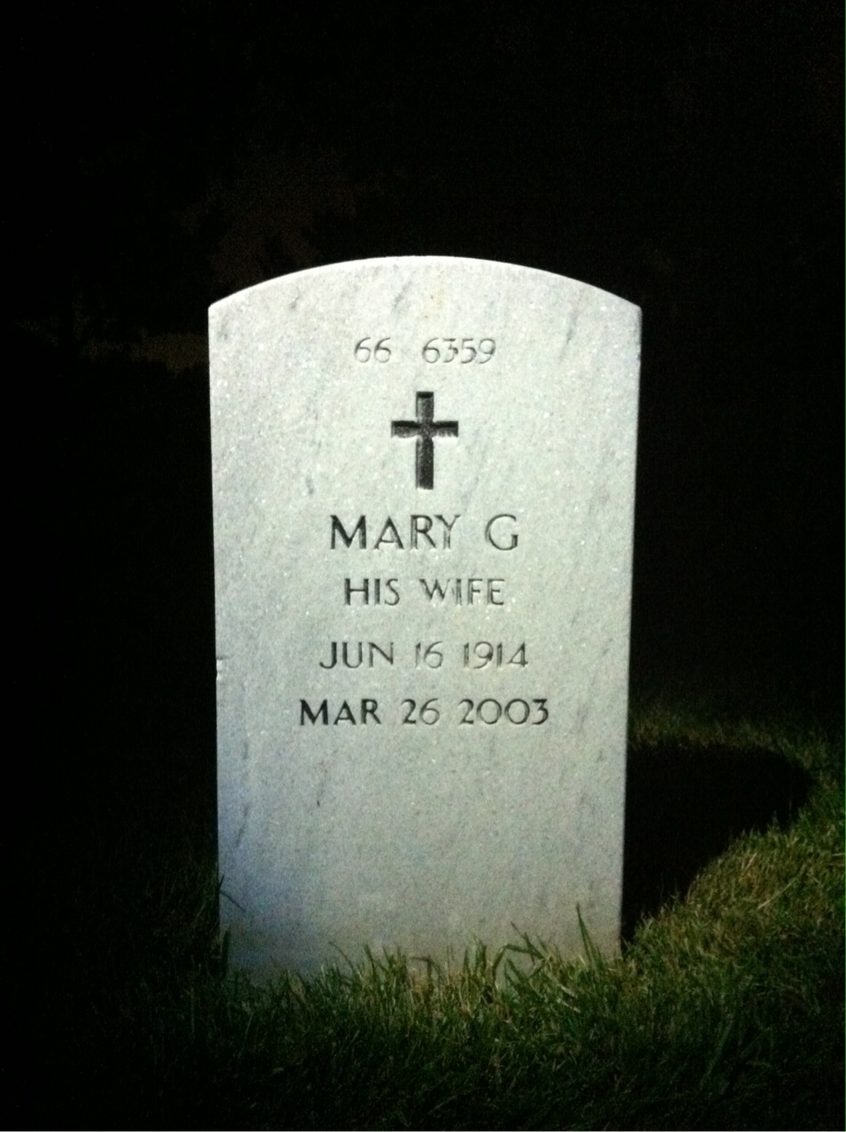 Back of headstone — Mary Collins