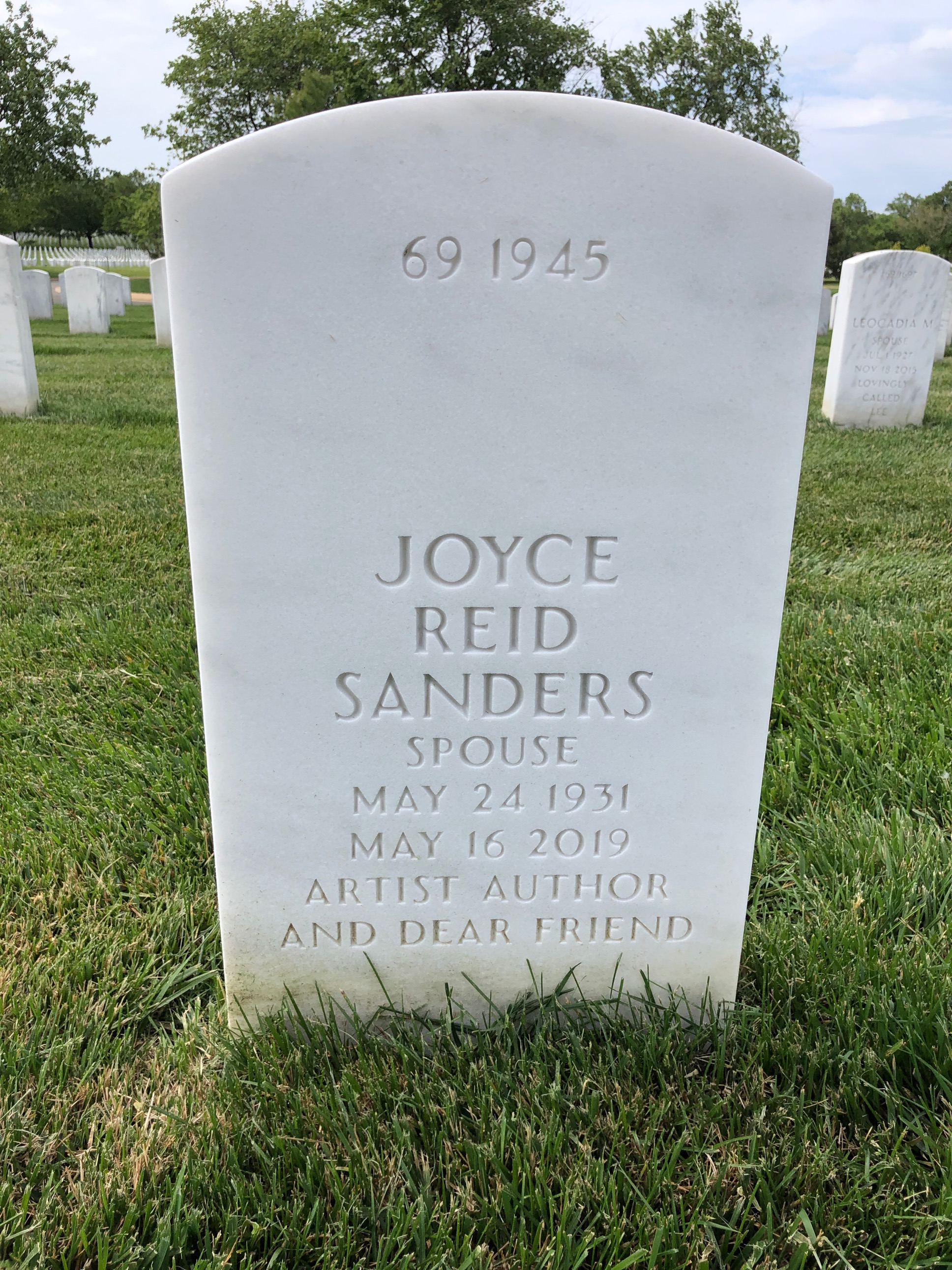 Back of headstone — Corban Sanders