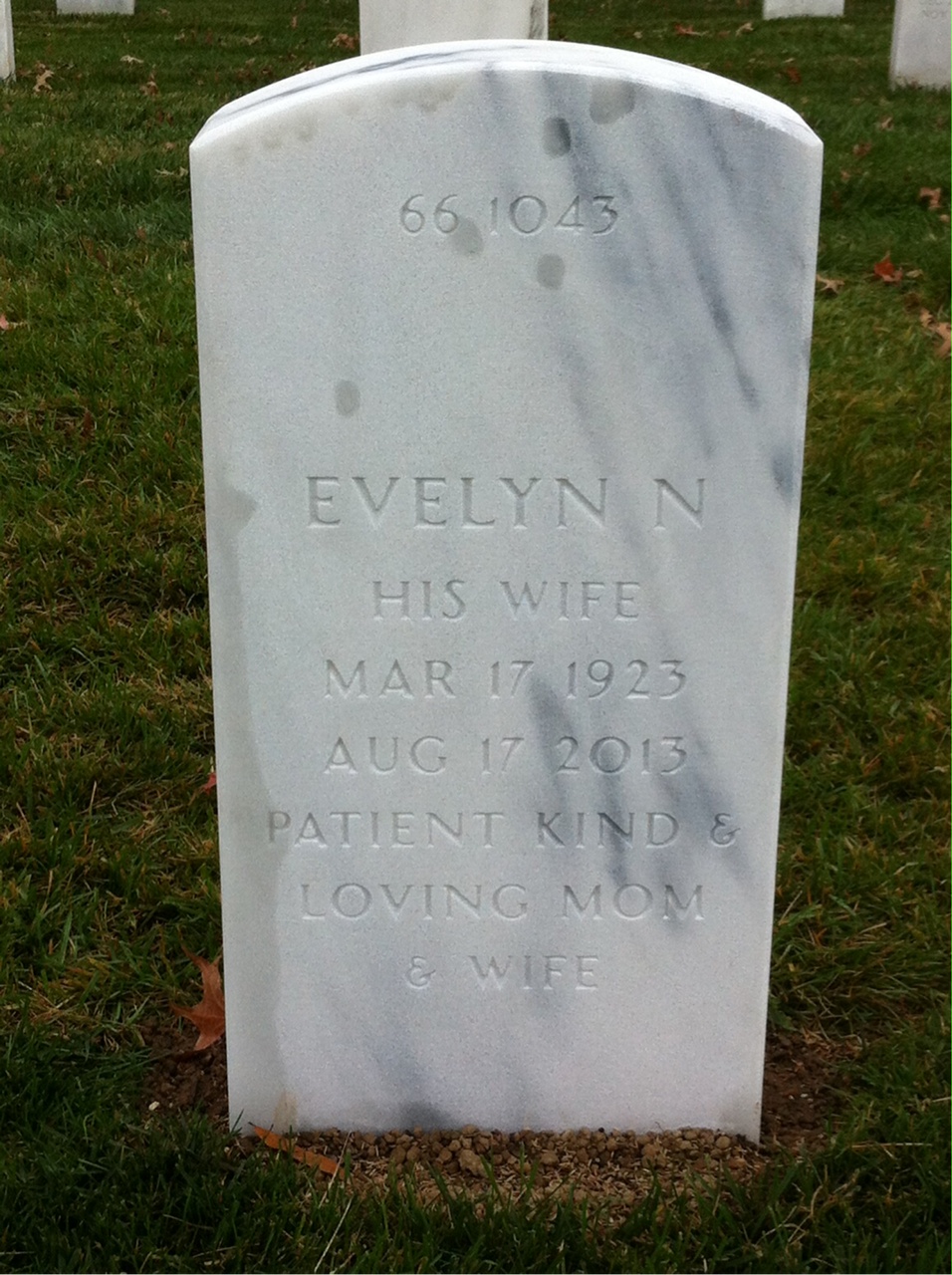 Back of headstone — Gerald Brown