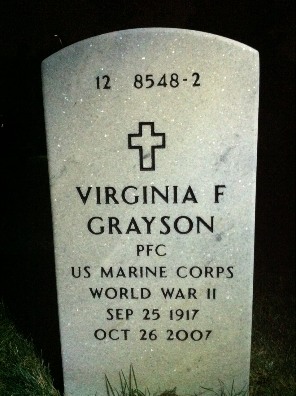 Back of headstone — Elbert Grayson