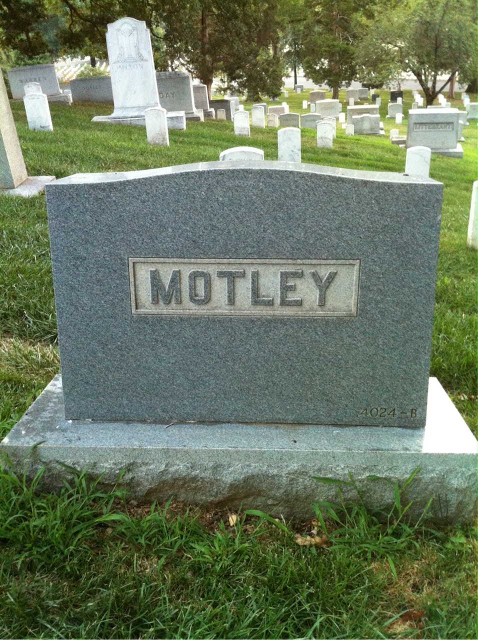 Back of headstone — Robert Motley