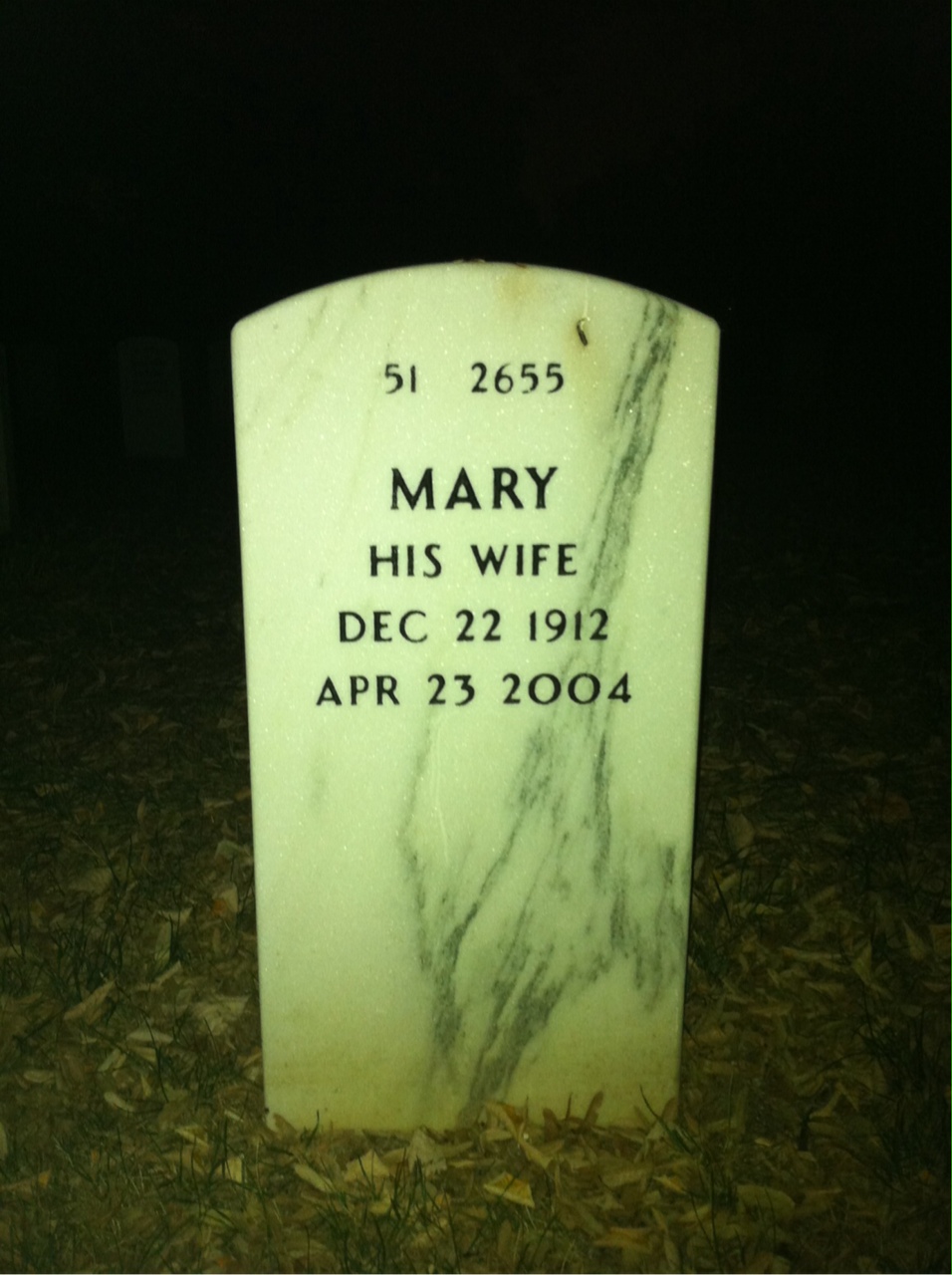Back of headstone — John Andrews