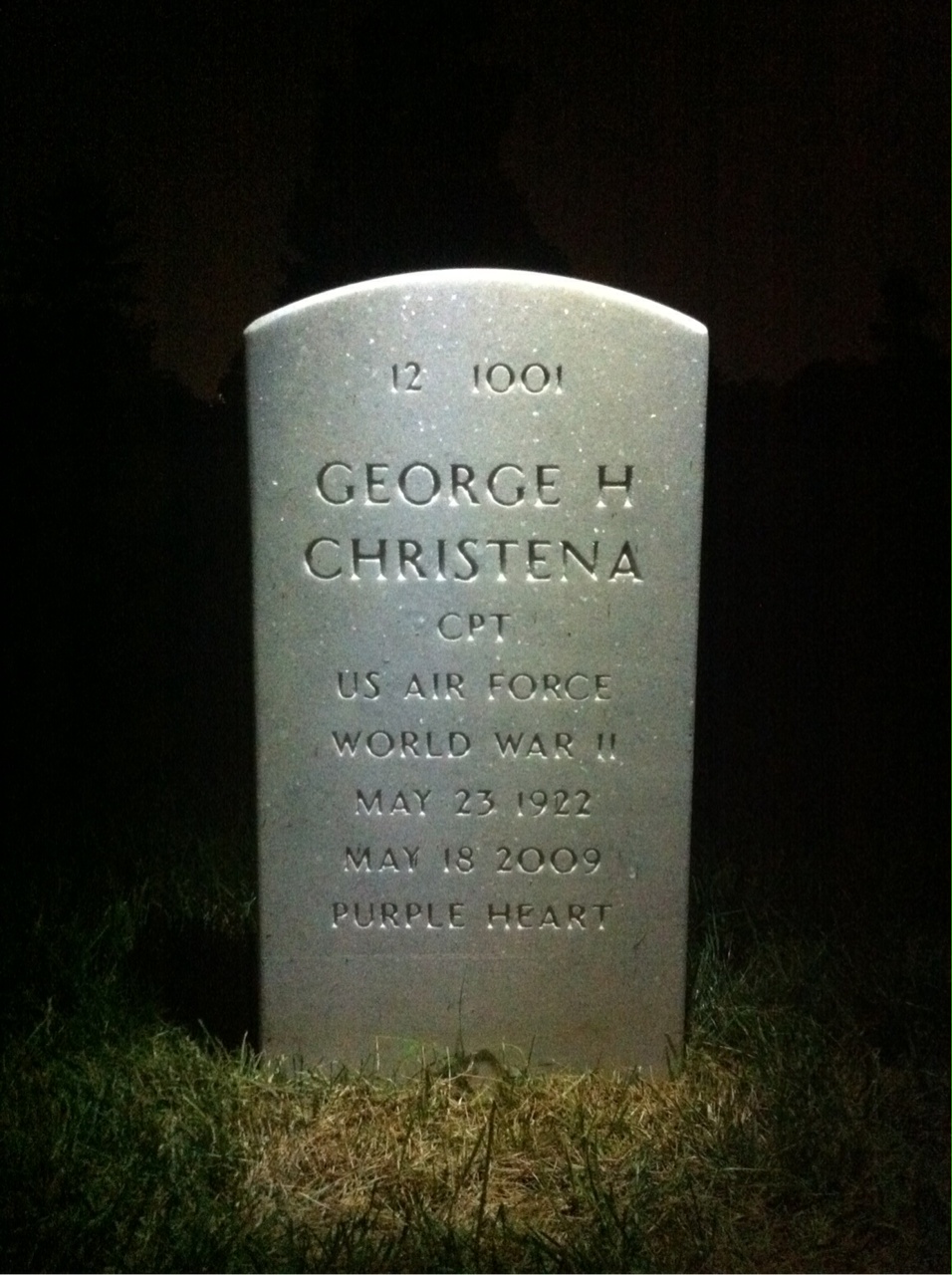 Back of headstone — George Christena