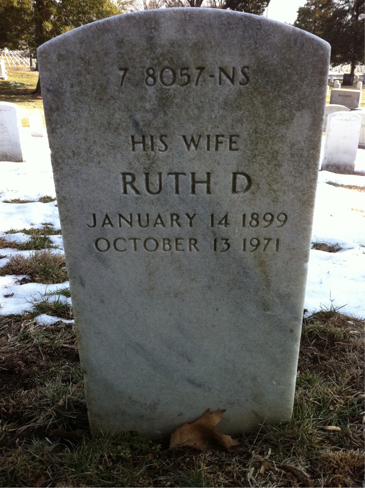 Back of headstone — Fred Mitchell