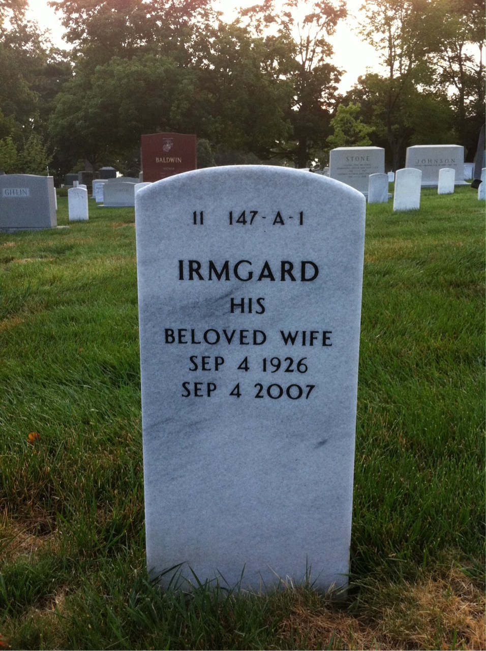Back of headstone — Richard Mcmoran