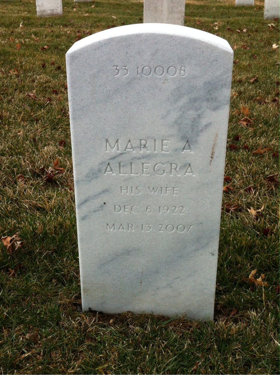 Back of headstone — James Berotti