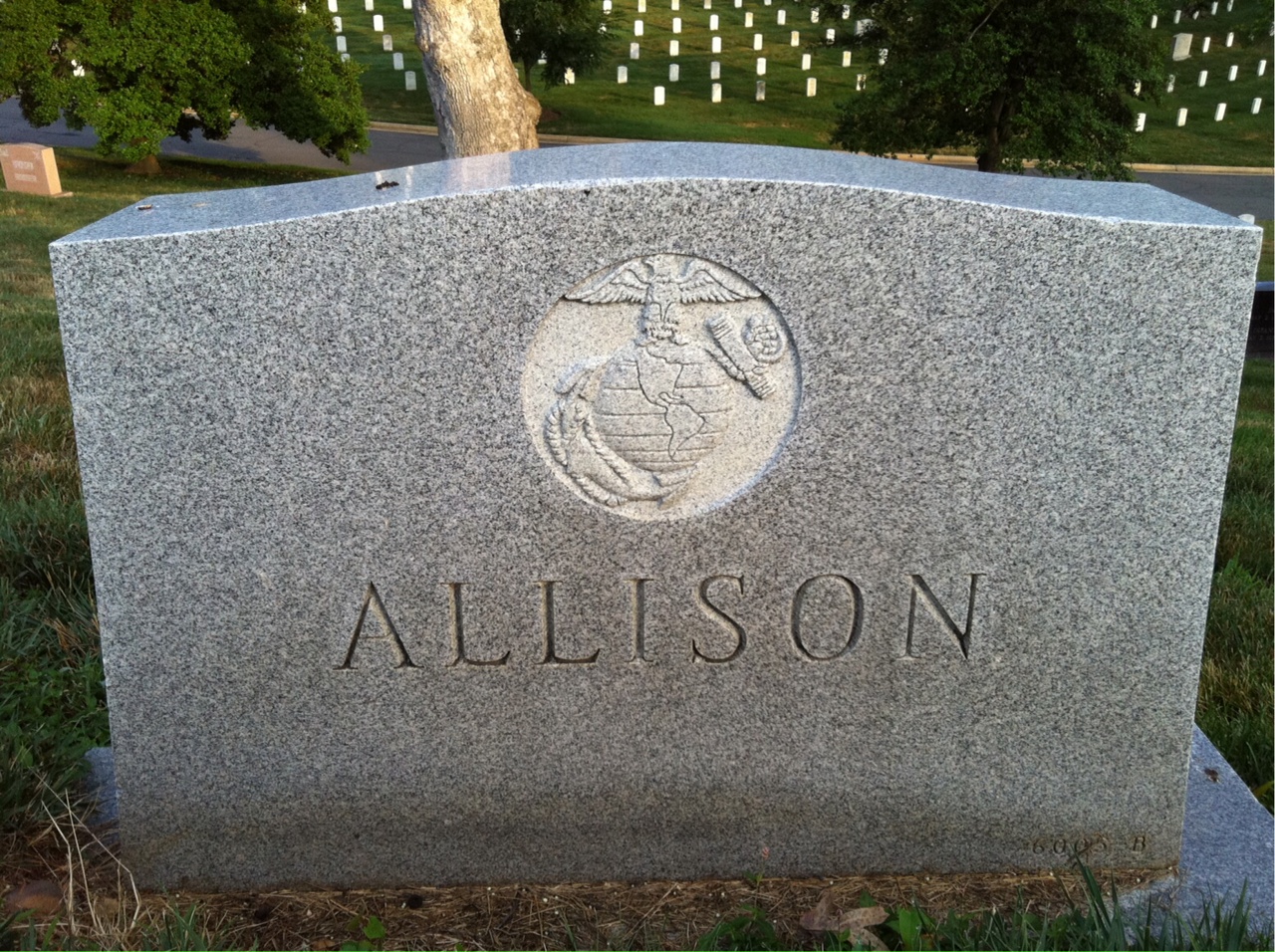 Back of headstone — Charles Allison