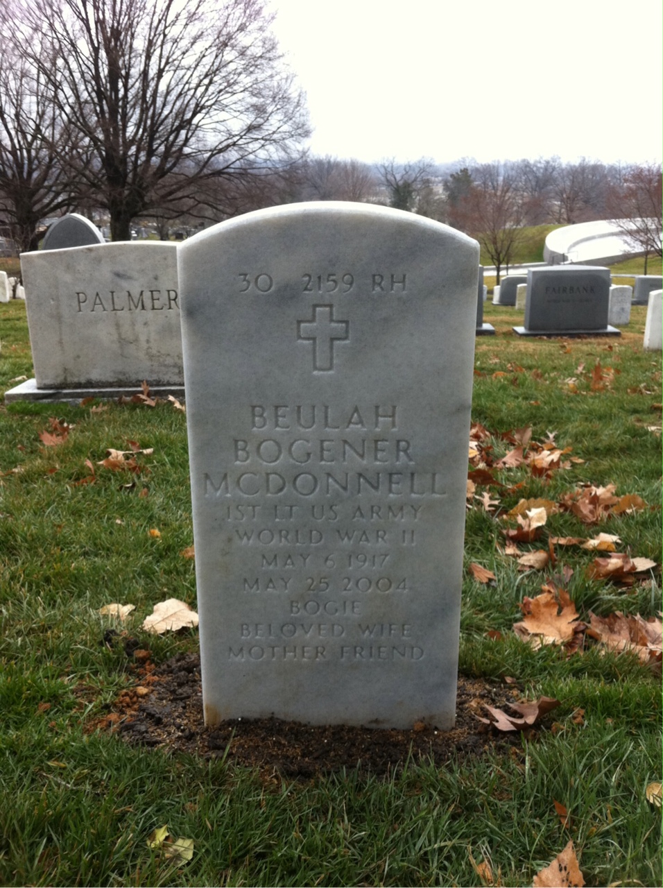 Back of headstone — Beulah Mcdonnell