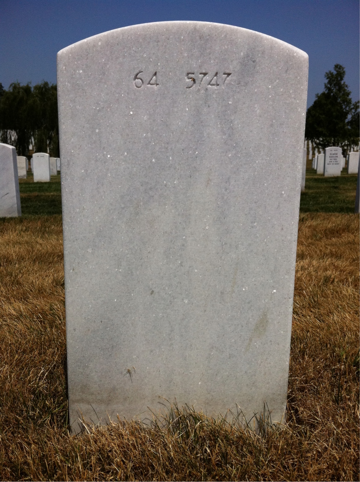 Back of headstone — John Calvert