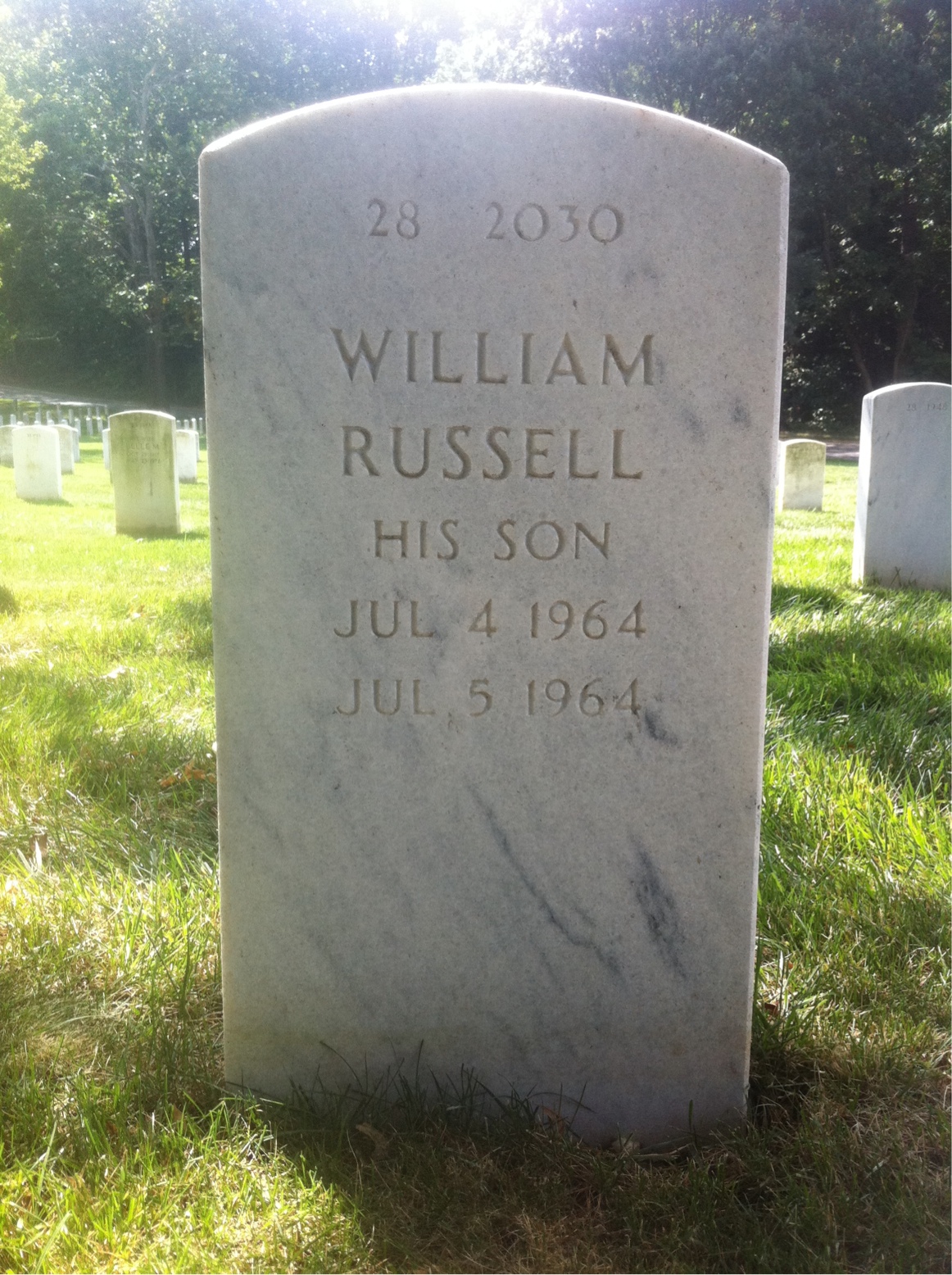Back of headstone — William Thomas Turner