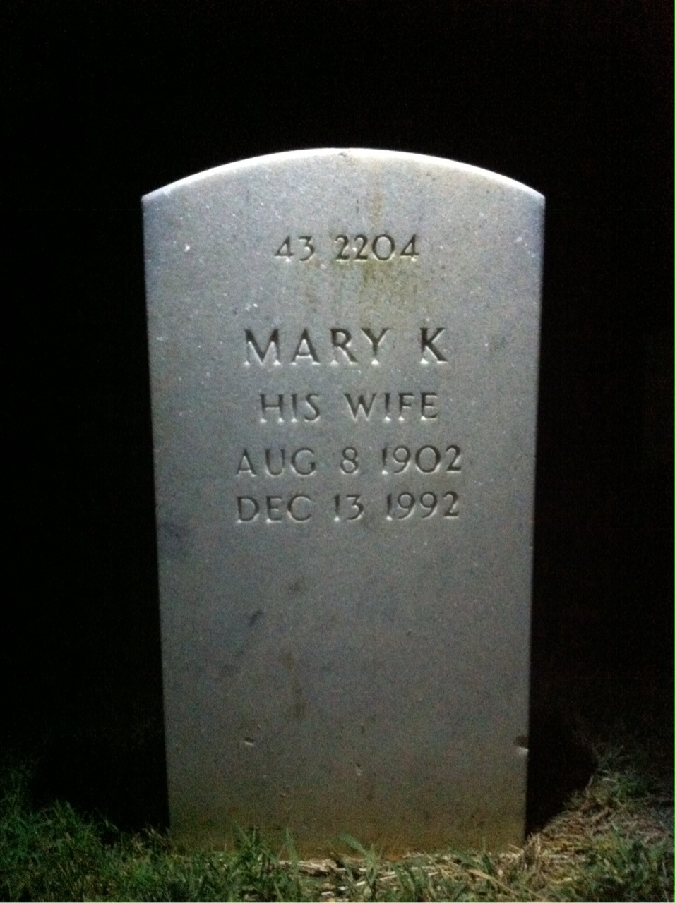 Back of headstone — Edward Altman