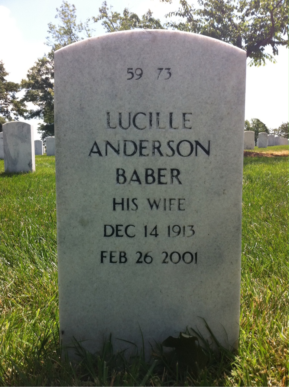 Back of headstone — Clinton Baber