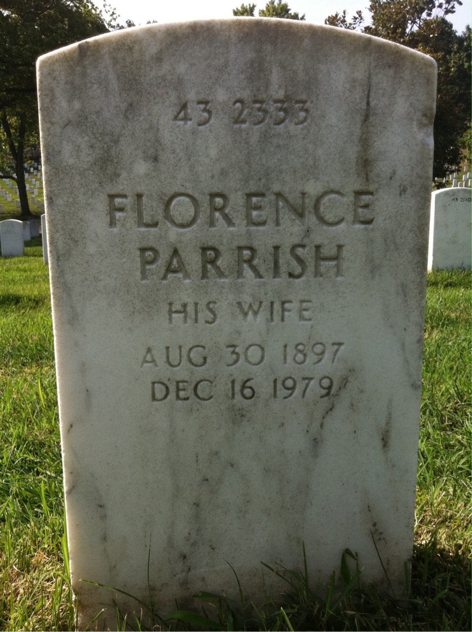 Back of headstone — Raymond Moore