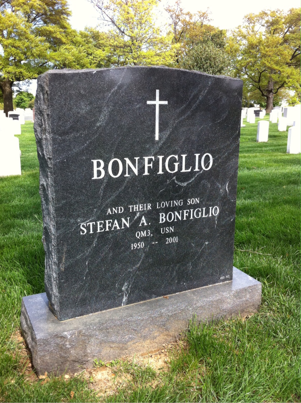 Back of headstone — Joseph Bonfiglio