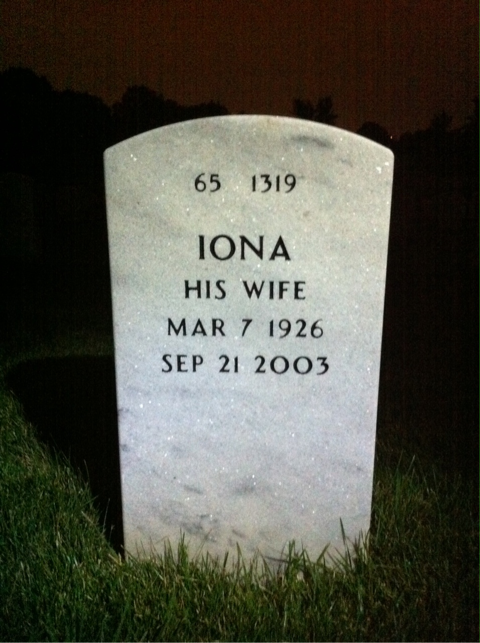 Back of headstone — Conrad Vandiemen