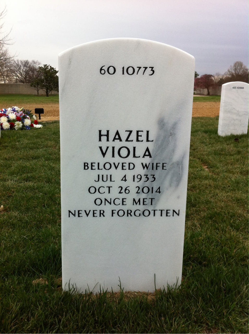 Back of headstone — Wade Jefferson Pharis