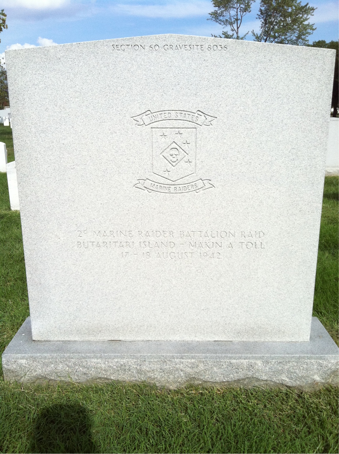 Back of headstone — Norman Mortensen