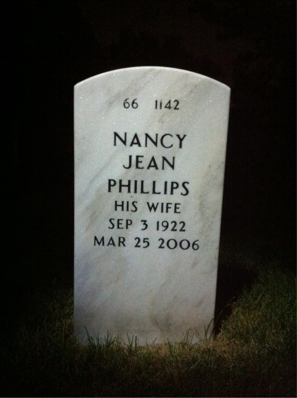 Back of headstone — Barton Marshall