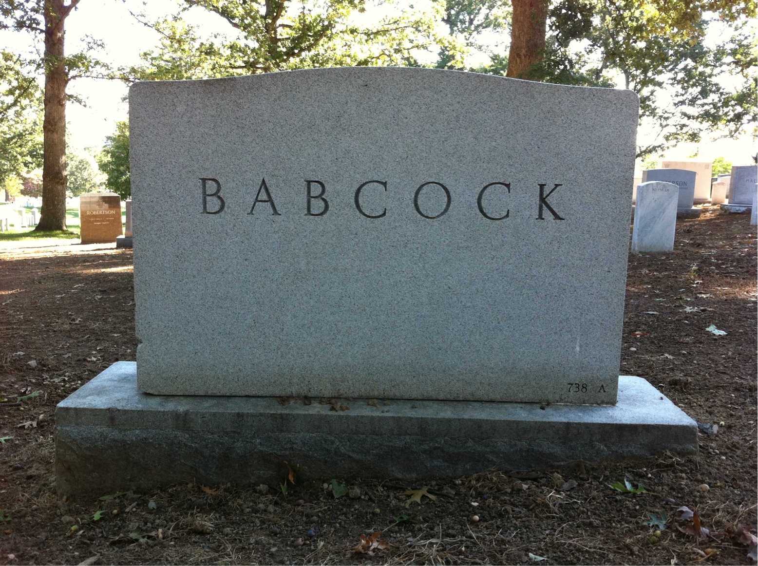 Back of headstone — Clarence Babcock