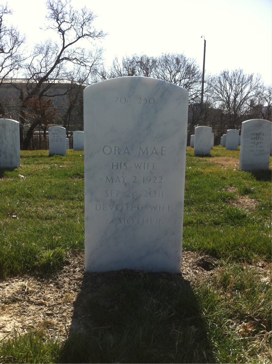 Back of headstone — Hubert Bailey