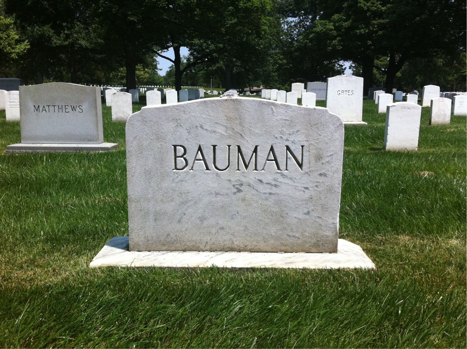 Back of headstone — Florence Bauman