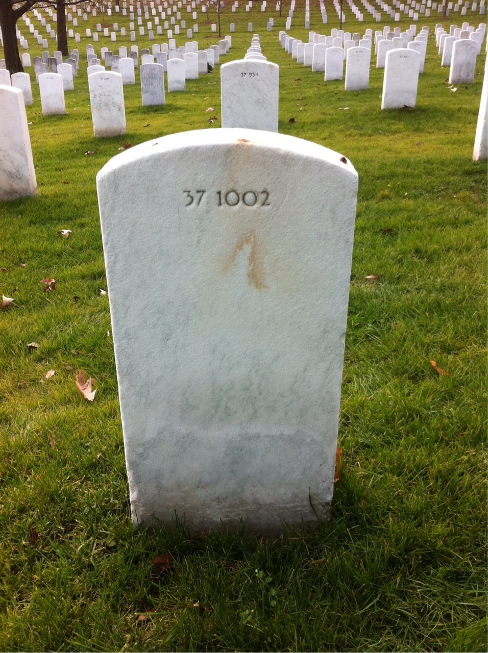 Back of headstone — John Adams
