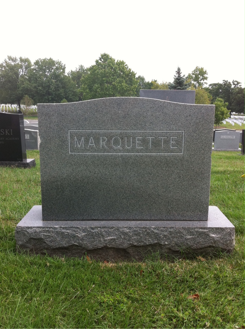 Back of headstone — John Marquette