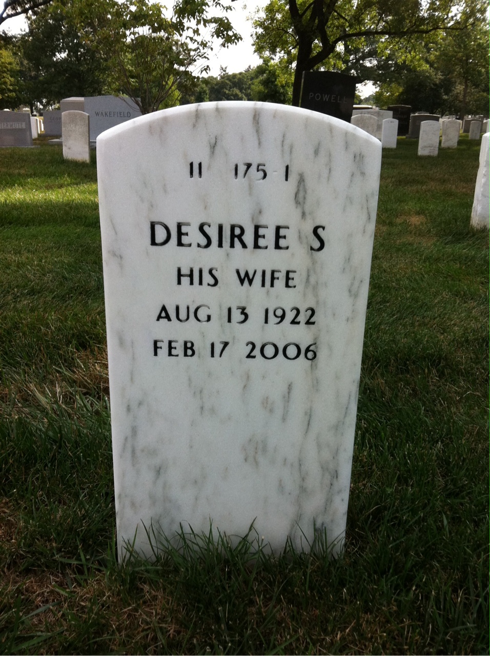Back of headstone — Harold Huglin