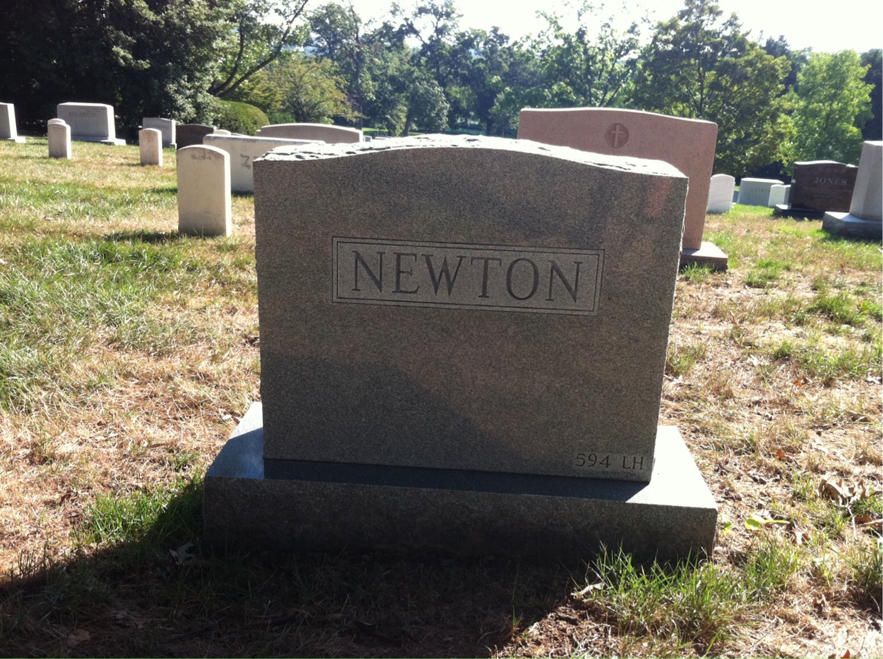 Back of headstone — George Newton