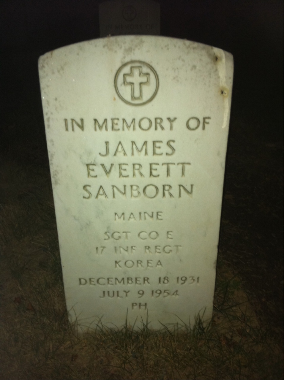 Headstone of James E Sanborn