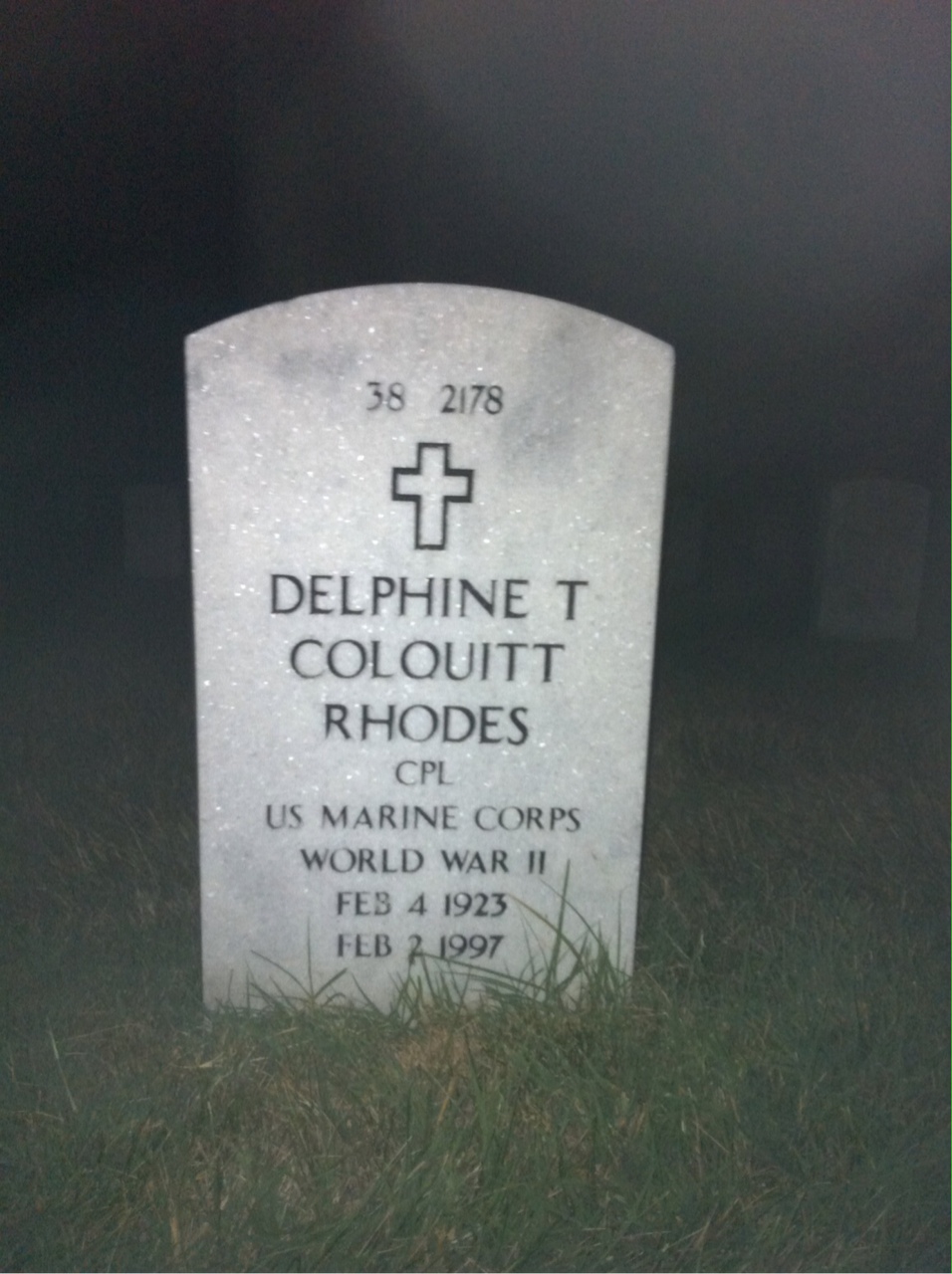 Back of headstone — John Rhodes