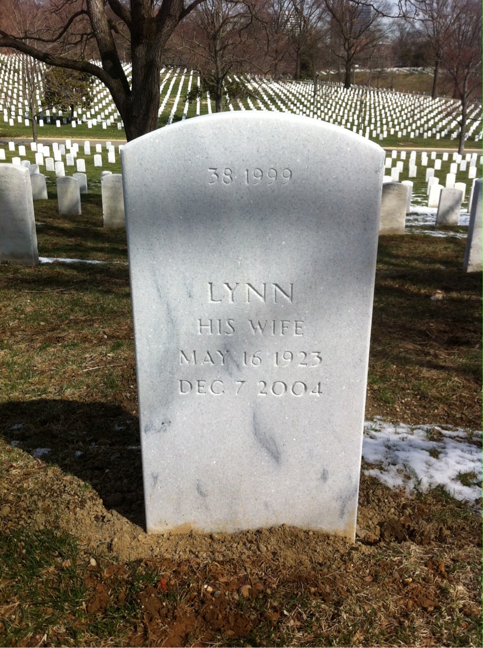 Back of headstone — Marvin Arent