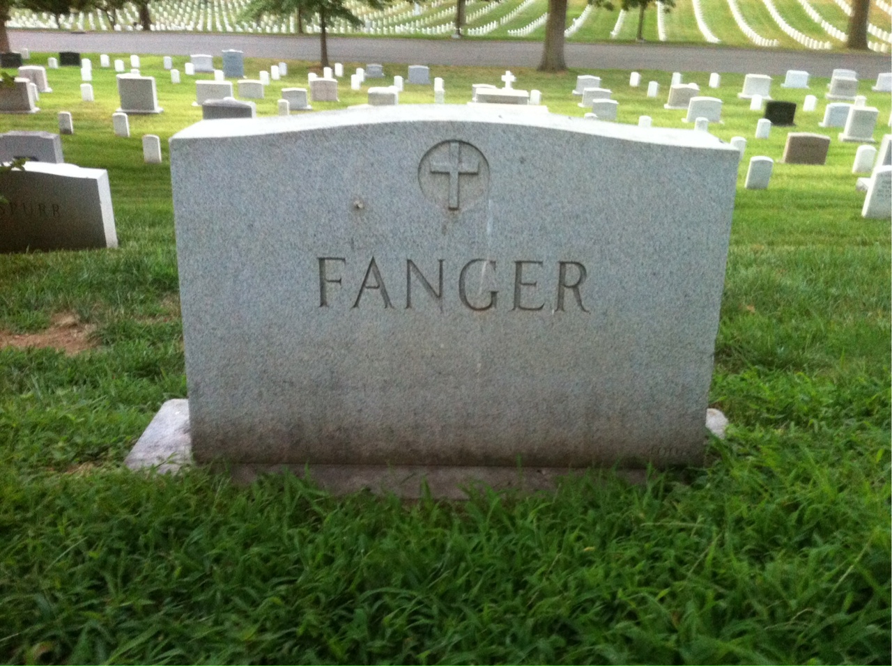Back of headstone — Walter J Fanger