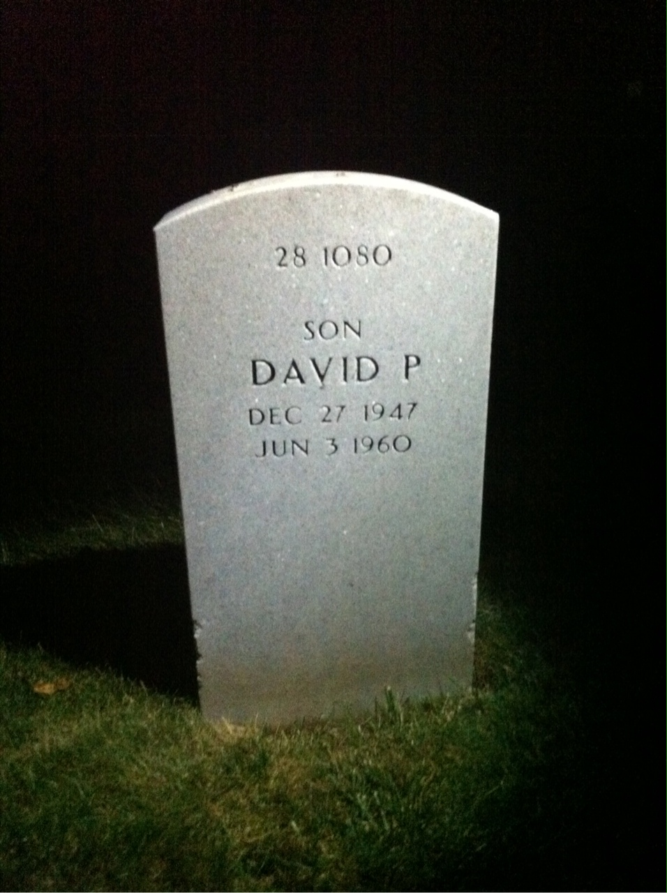 Back of headstone — David Long