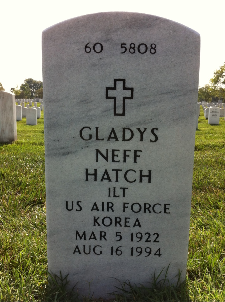 Back of headstone — Aram Hatch