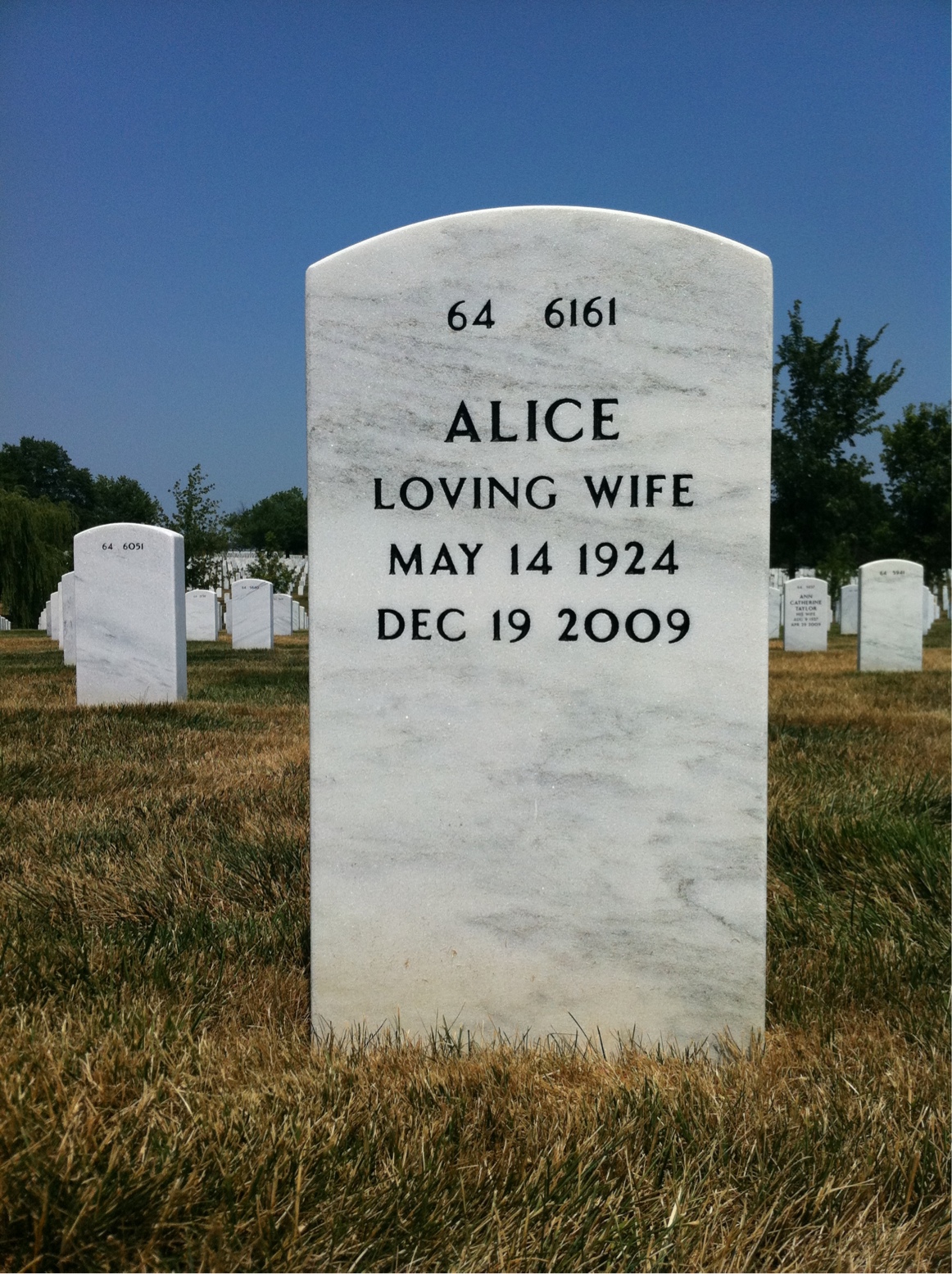 Back of headstone — Walter Mullaney