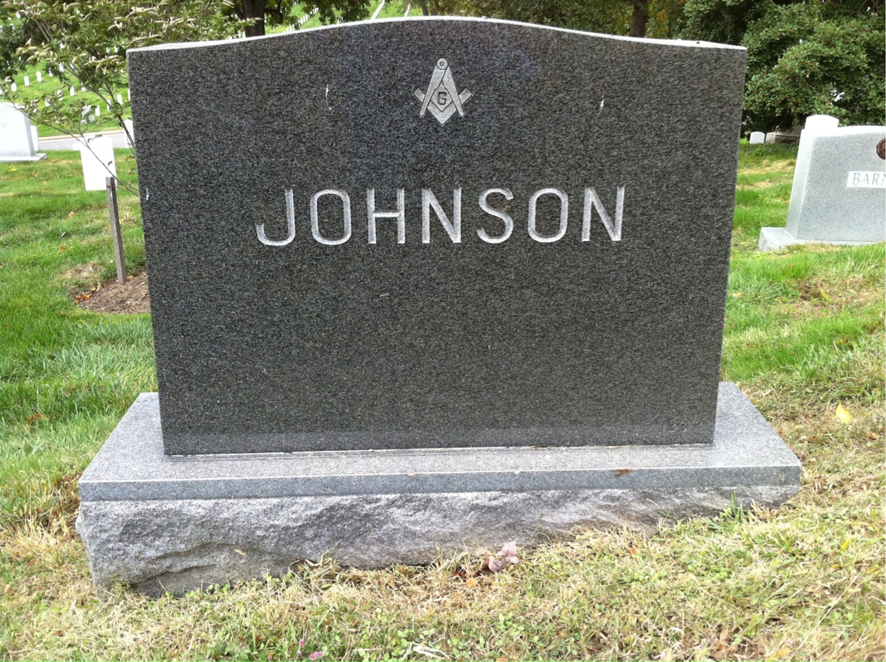 Back of headstone — Rhea Johnson