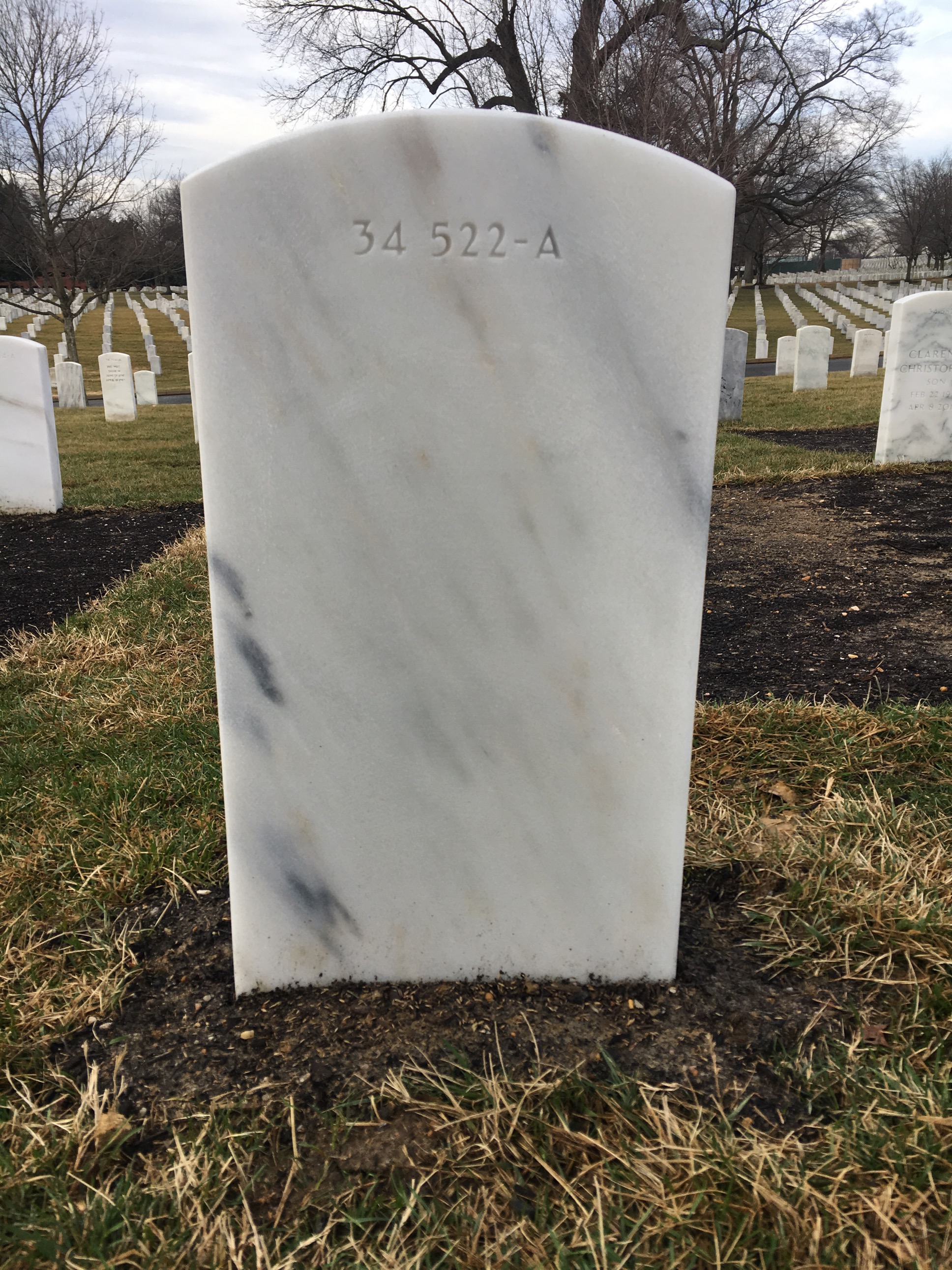 Back of headstone — William J Marcelis