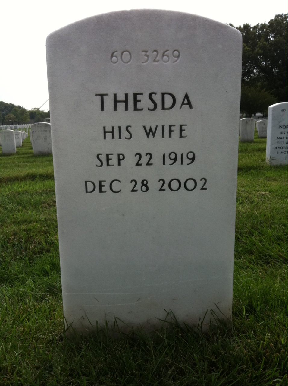 Back of headstone — Thesda Morris