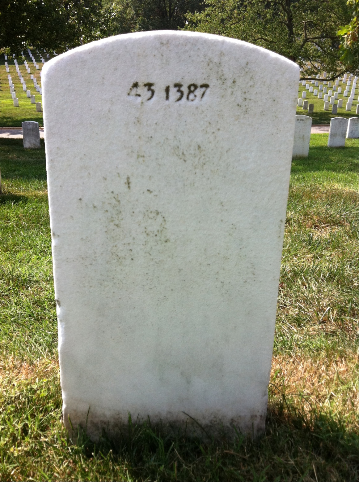 Back of headstone — Charles Baeshore