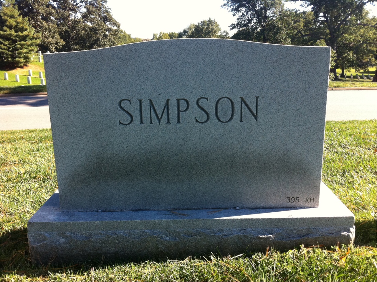 Back of headstone — William H Simpson