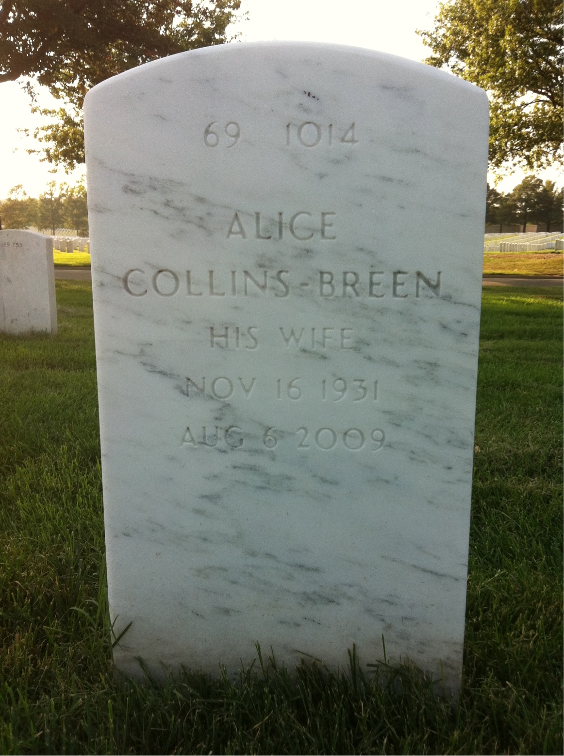 Back of headstone — Clarence Collins