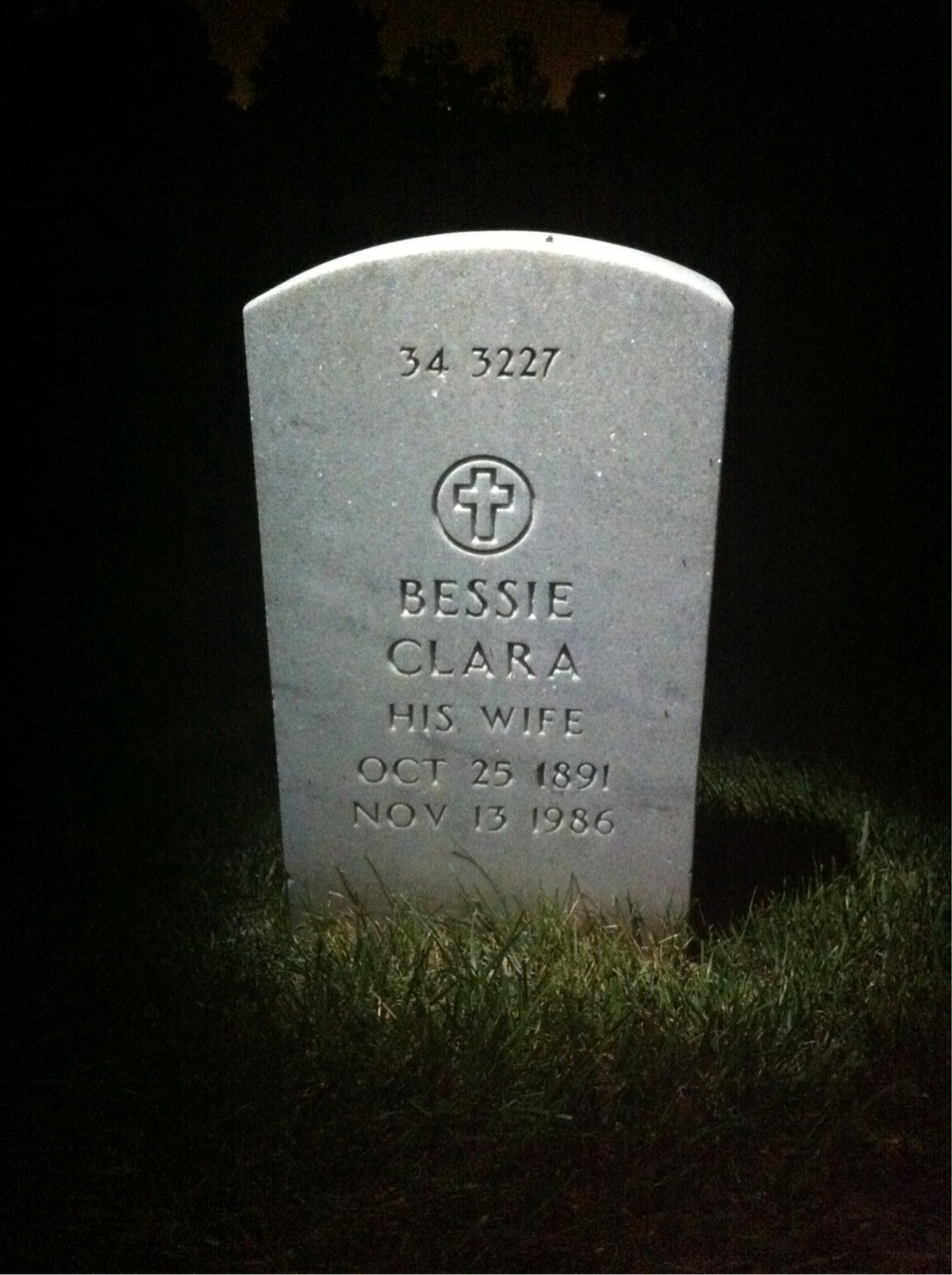 Back of headstone — Bessie Atkins