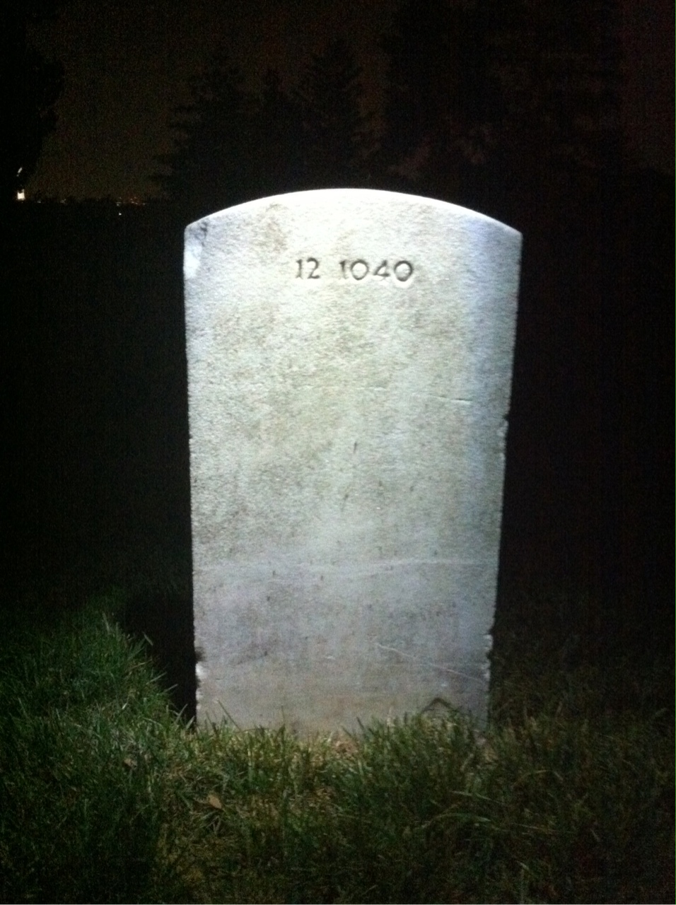 Back of headstone — William Mitchell