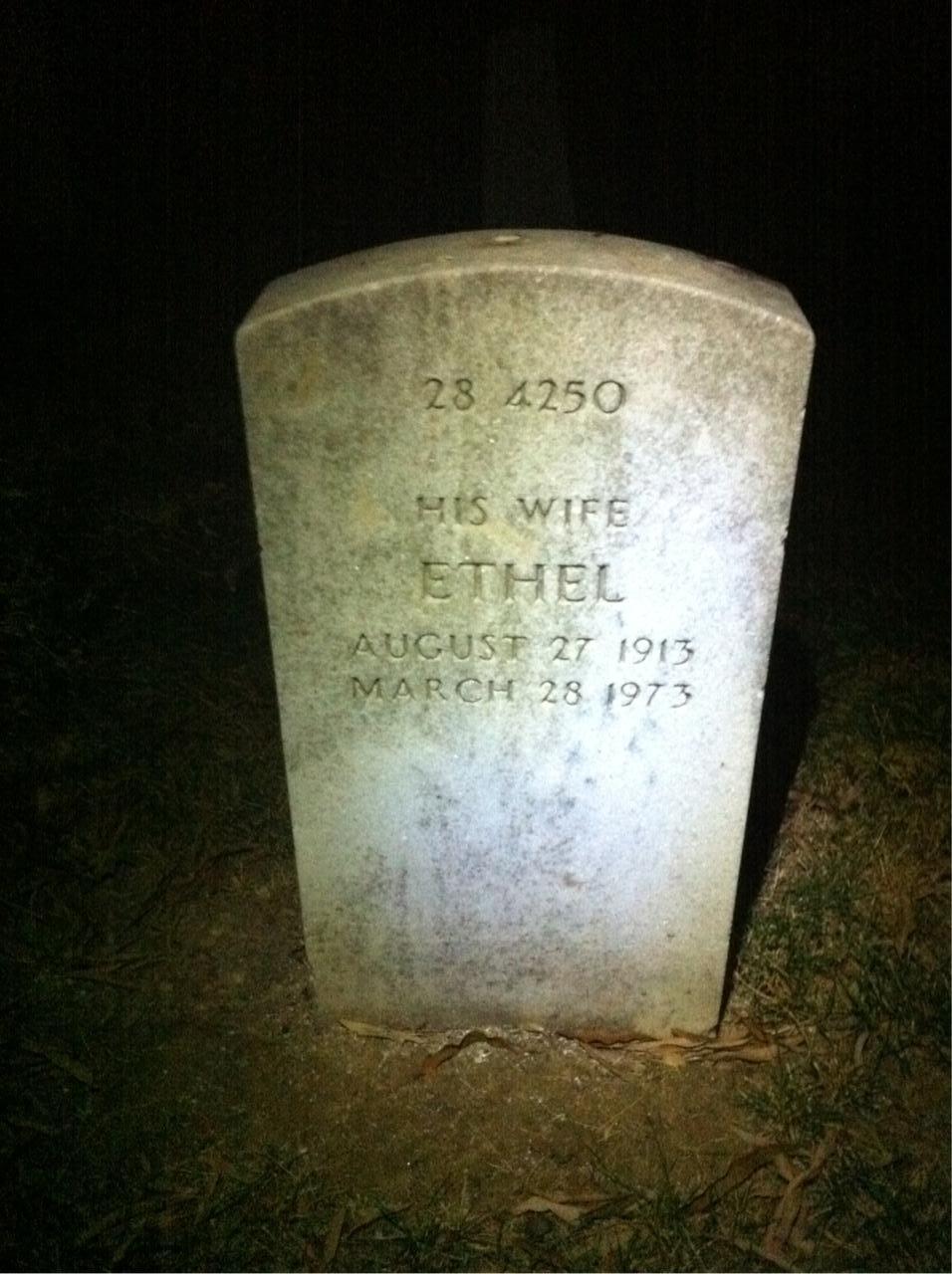 Back of headstone — Ethel Minor